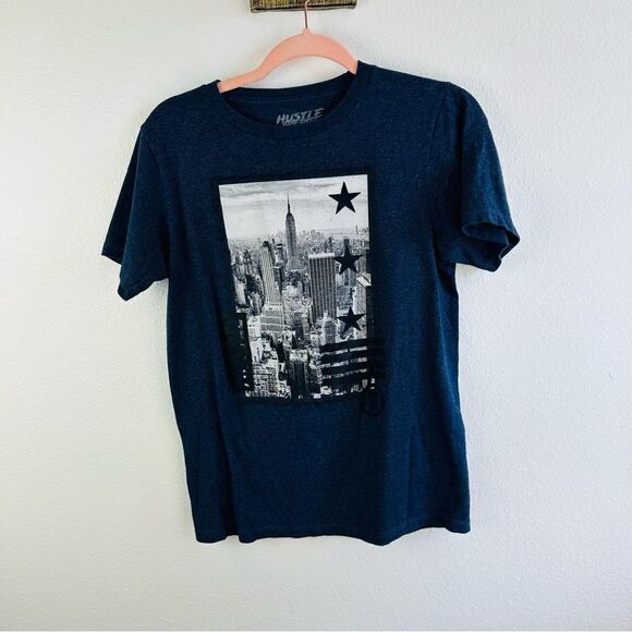Hustle Avenue Blue NYC Graphic Tee - Picture 1 of 3
